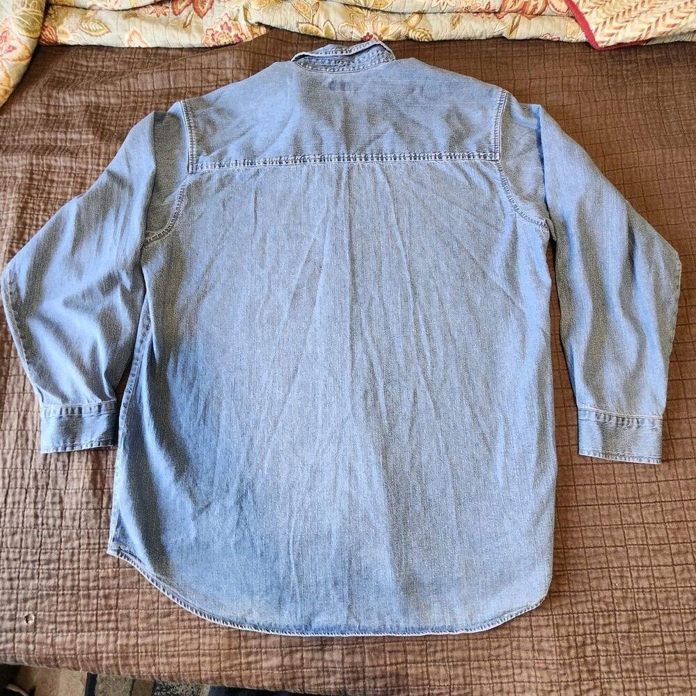 Vtg 90 Levis Red Tab Denim Button Up Mens Shirt Sz L Hong Kong Retro Workwear - Picture 3 of 11